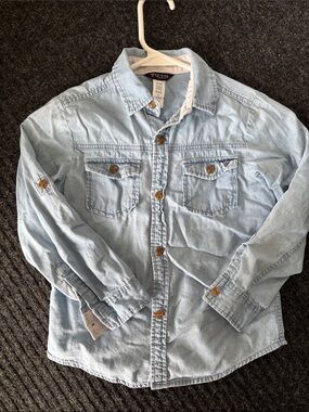 GUESS Light Blue Denim Button-Down Shirt for Kids